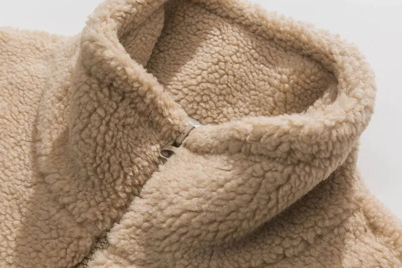 Tarnfleece aus Wolle 'MILITARY' – Detail: Rundhals, Sweatshirt japanischen Stil
