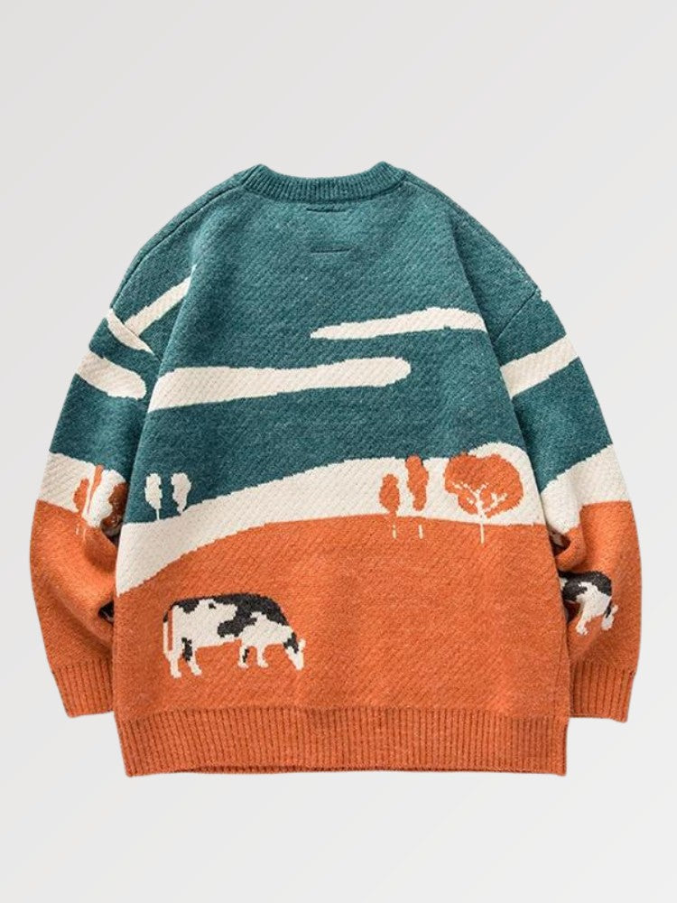 Pullover der japanischen Marke 'Cow-Juku' – Detail: Strick, Pullover japanischen Stil