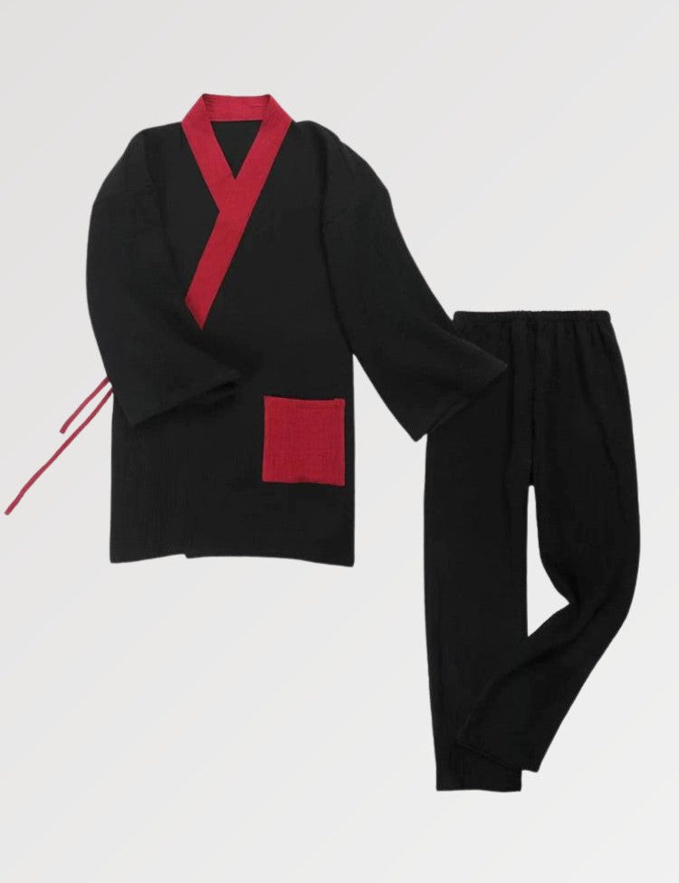 Pyjama im japanischen Stil für Männer in Rot und Schwarz