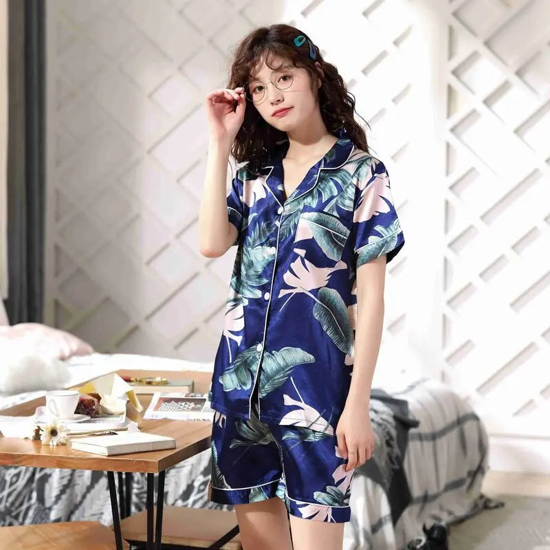 Japanischer Sommer-Pyjama aus Seide – Pyjama im japanischen Stil für Herren und Damen