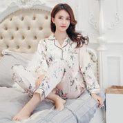 Japanischer Schlafanzug aus Seide in Beige – Pyjama im japanischen Stil für Herren und Damen