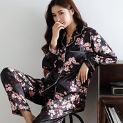 Japanischer Seidenpyjama Schwarz – Pyjama im japanischen Stil für Herren und Damen