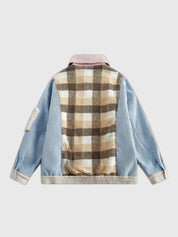Retro Patchwork Farbe Jacke – bestickt, Bomberjacke im japanischen Design