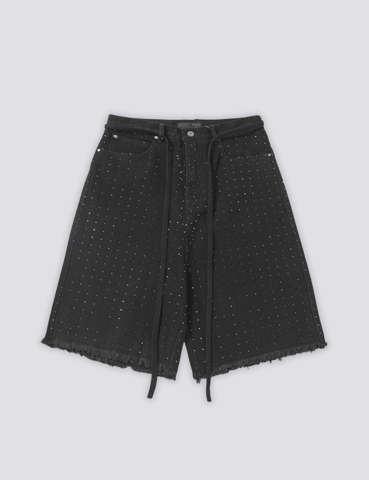Strass-Denim-Shorts – Shorts im Streetwear-Stil für Herren und Damen