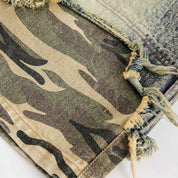 Camo Denim Shorts – Detail: leicht, Shorts japanischen Stil