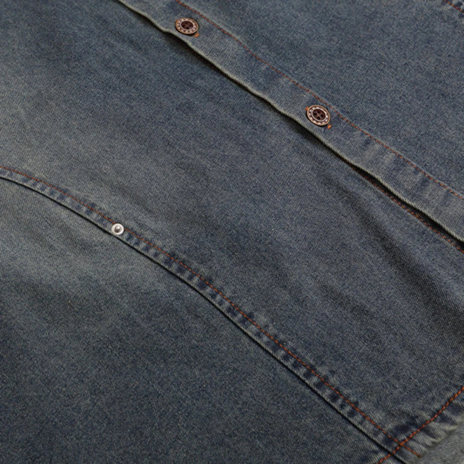 Denim-Hemd in Übergröße – Detail: Baumwolle, Hemd japanischen Stil