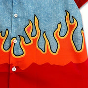 Flammenhemd – Detail: Baumwolle, Hemd japanischen Stil