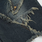 Distressed Denim Shorts – Detail: leicht, Shorts japanischen Stil
