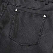 Schwarze Ledershorts – Detail: leicht, Shorts japanischen Stil