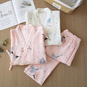 Japanischer Damen-Pyjama 'Omotesando' – Detail: leichte Baumwolle, Pyjama japanischen Stil