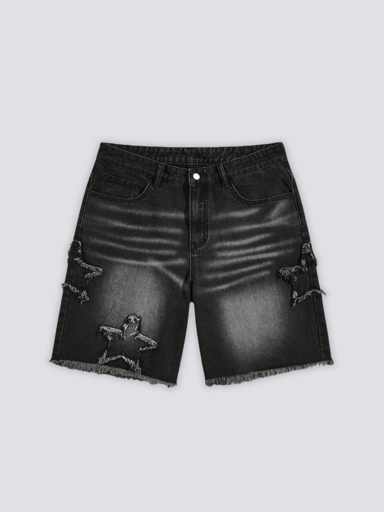 Denim-Shorts mit Stern-Print – Shorts im Streetwear-Stil für Herren und Damen