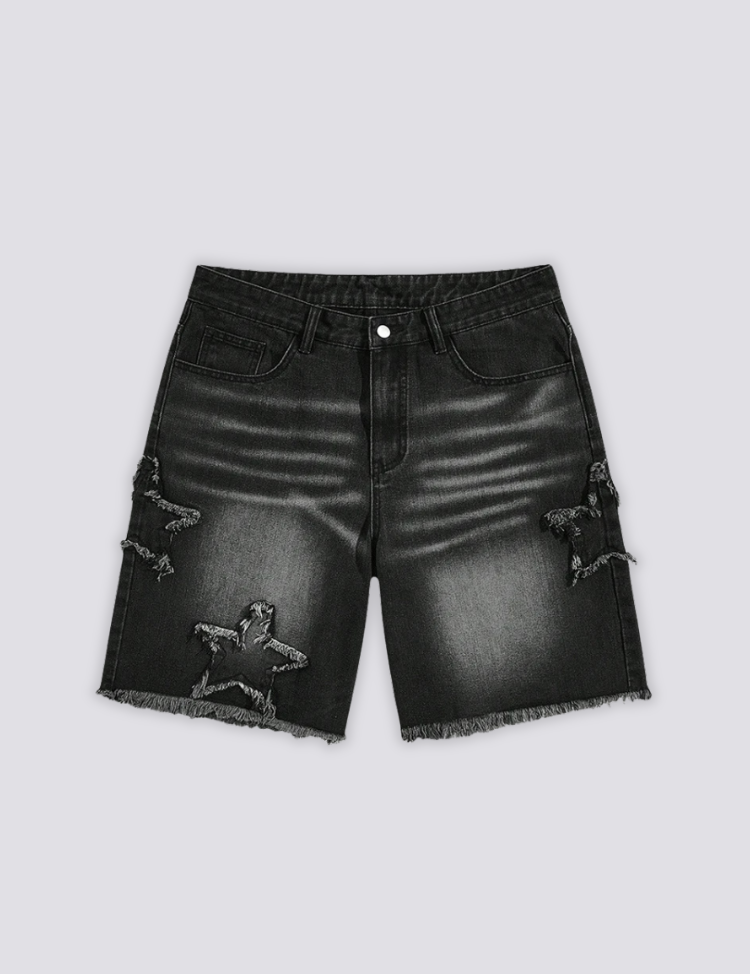 Denim-Shorts mit Stern-Print – Shorts im Streetwear-Stil für Herren und Damen