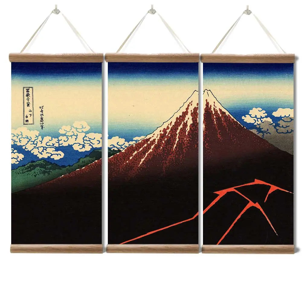 Japanisches Wandbild 'Fuji Hakuro' – Kunstwerk, Gemälde im japanischen Design