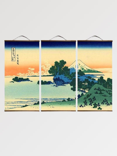 Japanisches Triptychon-Wandbild 'Aka Machi'