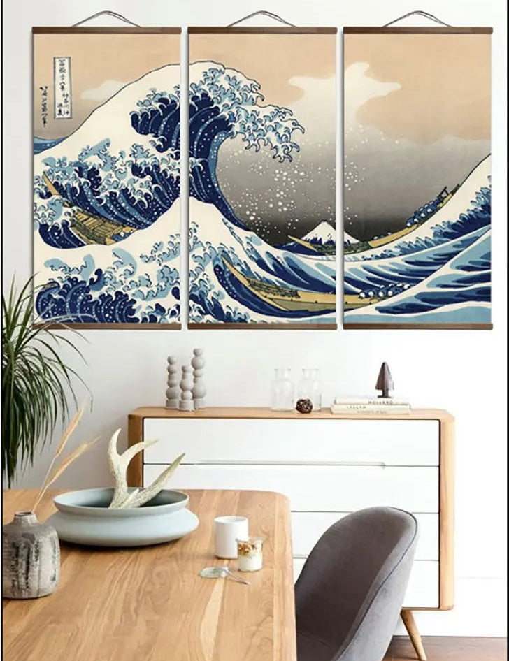 Japanisches Wandbild'Große Welle von Kanagawa' – Kunstwerk, Gemälde im japanischen Design
