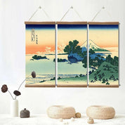 Japanisches Triptychon-Wandbild 'Aka Machi' – Kunstwerk, Gemälde im japanischen Design