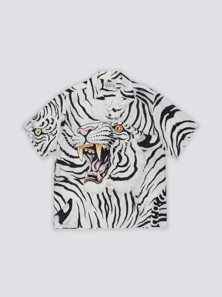 Tiger-Print-Hemd – Langarm, Hemd im japanischen Design