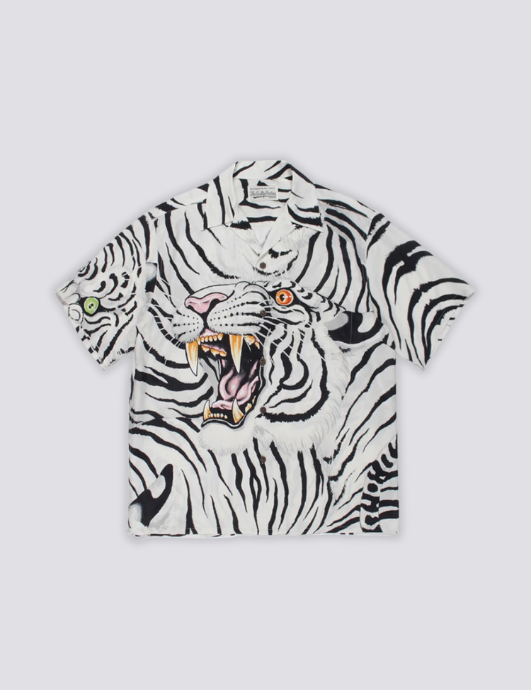 Tiger-Print-Hemd – Langarm, Hemd im japanischen Design