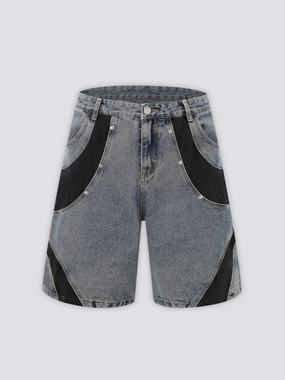 Zweifarbige Denim-Shorts - ツートン