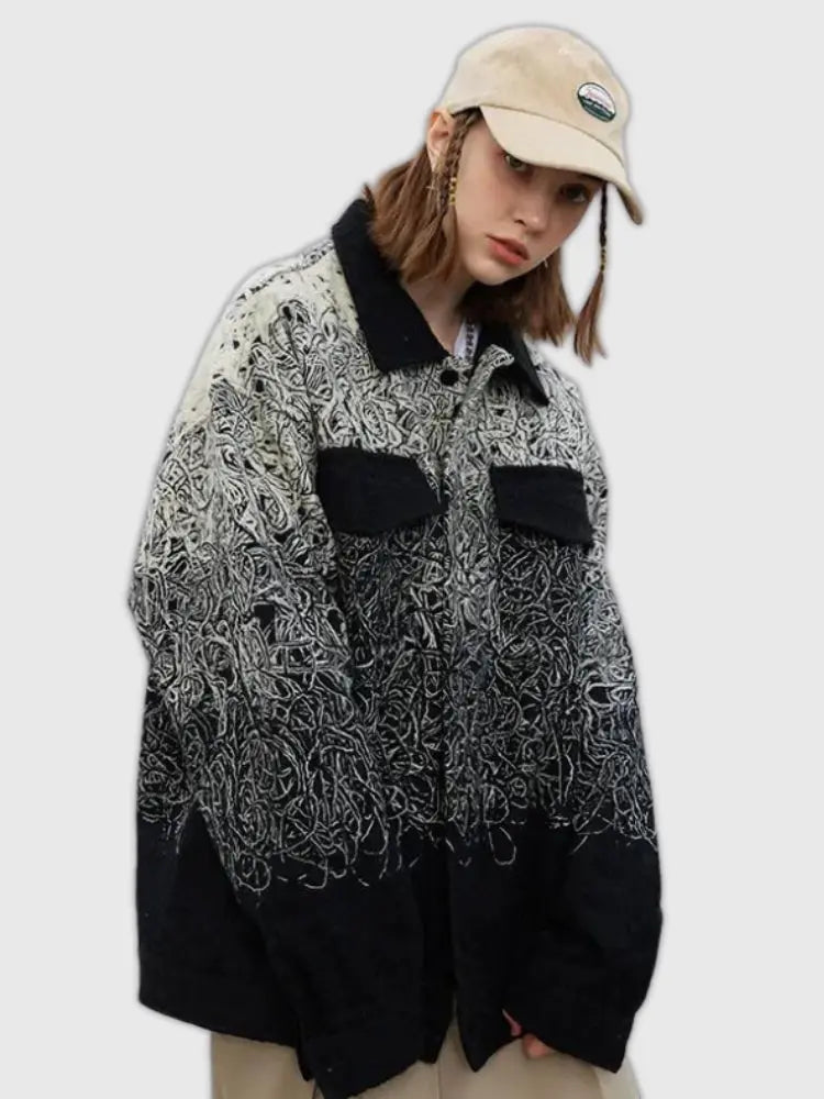Harajuku Farbverlaufsjacke 'Darkness' – Bomberjacke für die Übergangszeit, Premium-Qualität