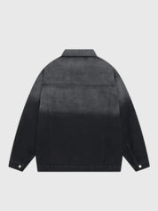 Farbverlauf-Denimjacke 'Sapporo' – Detail: japanisches Motiv, Bomberjacke japanischen Stil