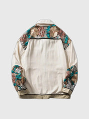 Patchwork-Denimjacke 'Floralis' – bestickt, Bomberjacke im japanischen Design