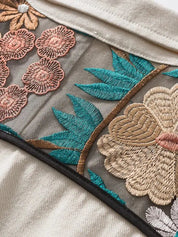 Patchwork-Denimjacke 'Floralis' – mit Reißverschluss: detailreicher Bomberjacke im japanischen Stil