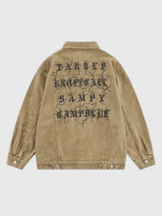 Retro-Gothic-Denim-Jacke 'KR77' – Bomberjacke im Sukajan-Stil für Herren und Damen