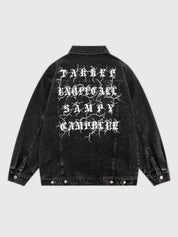 Retro-Gothic-Denim-Jacke 'KR77' – bestickt, Bomberjacke im japanischen Design