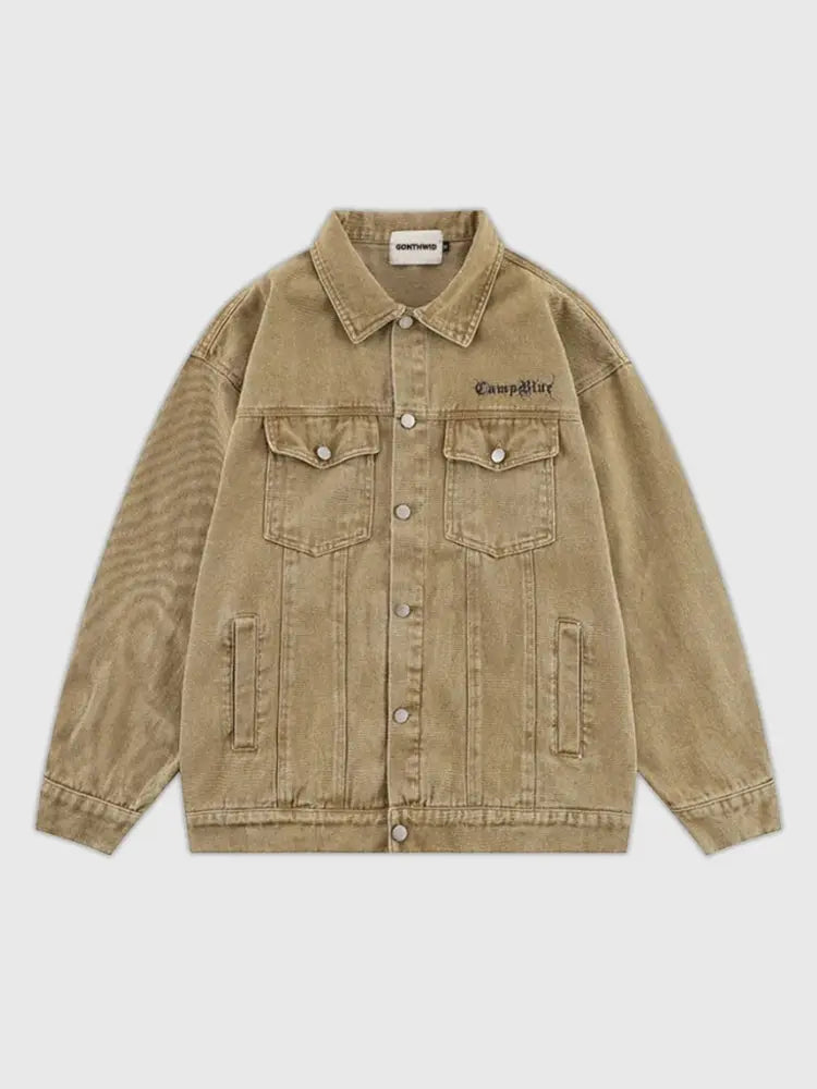 Retro-Gothic-Denim-Jacke 'KR77' – Bomberjacke für die Übergangszeit, Premium-Qualität