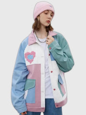 Geblümte Patchwork-Jacke 'Herz' – Bomberjacke für die Übergangszeit, Premium-Qualität