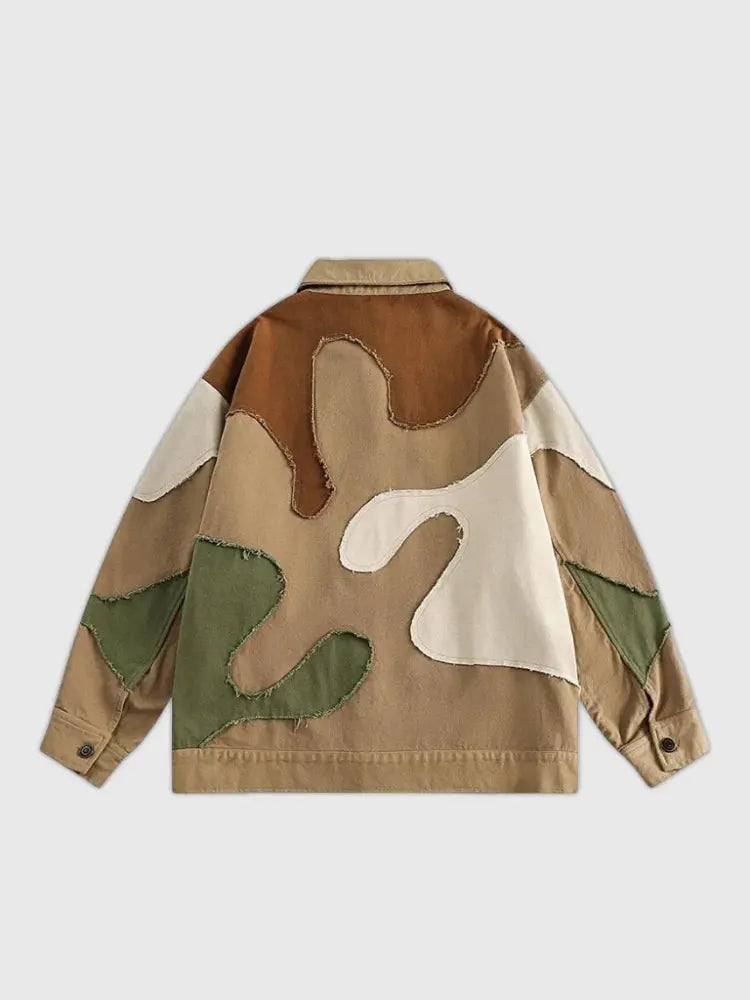 Militärische Patchwork-Jacke 'Matomo' – bestickt, Bomberjacke im japanischen Design