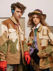 Militärische Patchwork-Jacke 'Matomo' – Detail: japanisches Motiv, Bomberjacke japanischen Stil