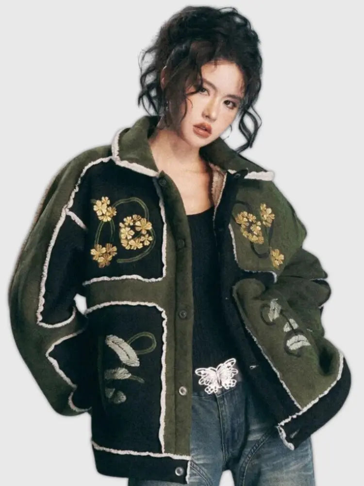 Retro Floral Patchwork Jacke 'Mitsu' – Bomberjacke für die Übergangszeit, Premium-Qualität