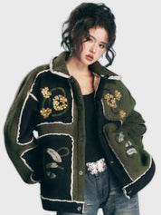 Retro Floral Patchwork Jacke 'Mitsu' – Bomberjacke für die Übergangszeit, Premium-Qualität