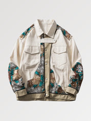 Jeansjacke mit Blumenstickerei 'OJK711 – Bomberjacke im Sukajan-Stil für Herren und Damen