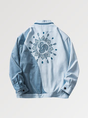 Gerippte Jeansjacke 'WRK711' – bestickt, Bomberjacke im japanischen Design