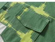 Grafische Jeansjacke 'KR711' – Detail: japanisches Motiv, Bomberjacke japanischen Stil