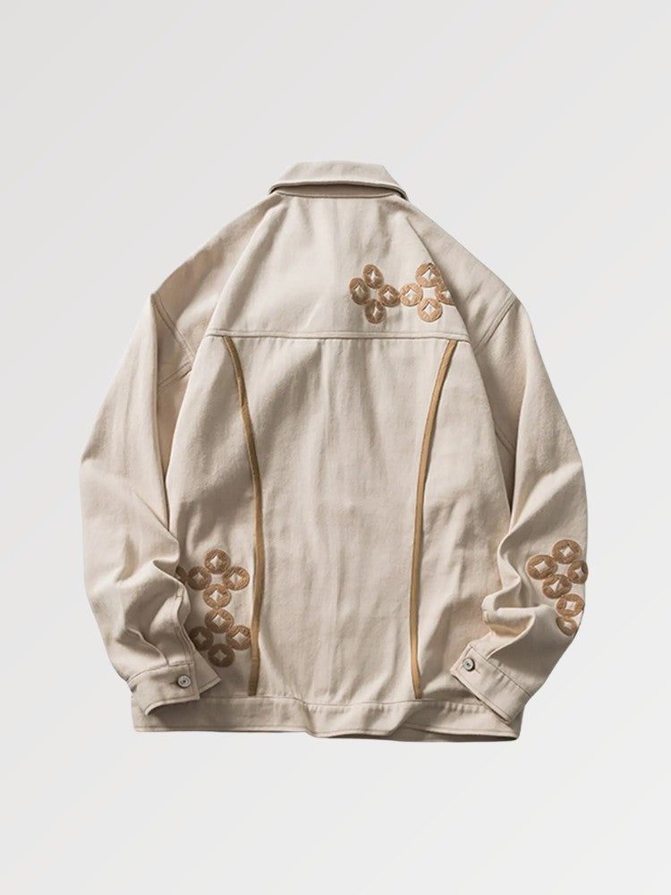 Mehrtaschen-Jeansjacke 'QRN711' – bestickt, Bomberjacke im japanischen Design