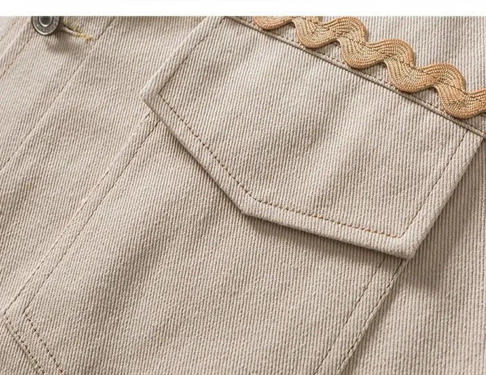 Mehrtaschen-Jeansjacke 'QRN711' – Detail: japanisches Motiv, Bomberjacke japanischen Stil