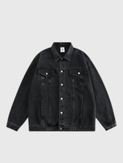 Retro-Vintage-Denim-Jacke 'Basic' – bestickt, Bomberjacke im japanischen Design