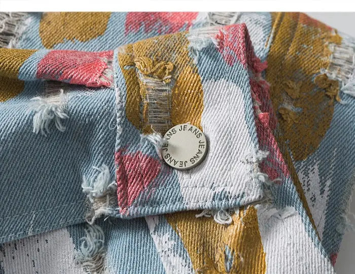 Streetwear Jeansjacke 'HARAJUKU' – Detail: japanisches Motiv, Bomberjacke japanischen Stil