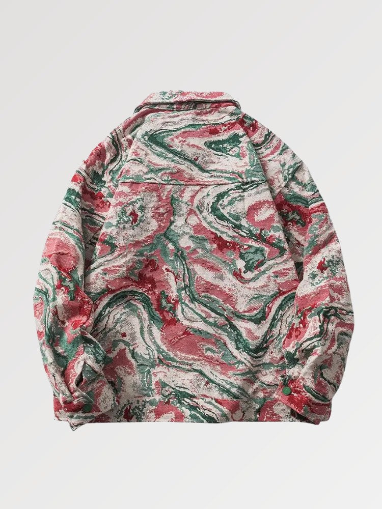 Tie & Dye Jeansjacke 'BST711' – bestickt, Bomberjacke im japanischen Design