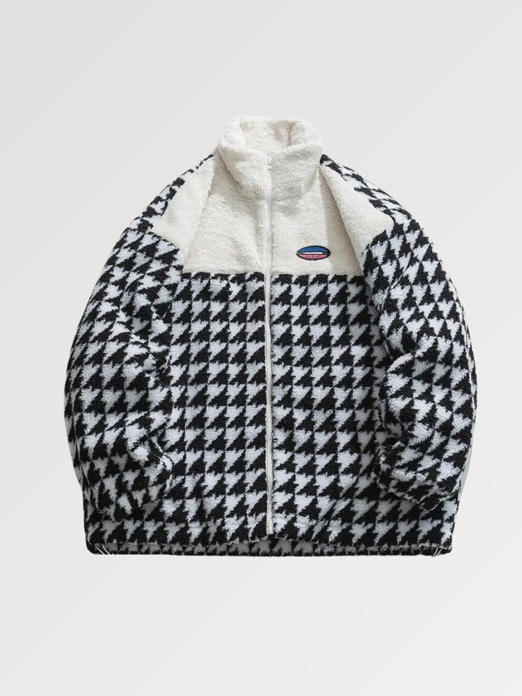 Zweifarbige Wolljacke 'V-WORLD' – bestickt, Bomberjacke im japanischen Design