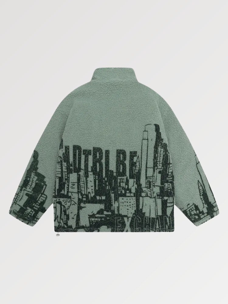 Urban-Wolljacke 'JAKARTA' – Detail: japanisches Motiv, Bomberjacke japanischen Stil