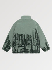 Urban-Wolljacke 'JAKARTA' – Detail: japanisches Motiv, Bomberjacke japanischen Stil