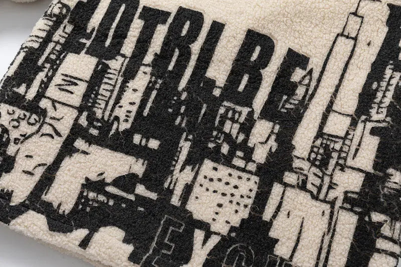 Urban-Wolljacke 'JAKARTA' – Nahaufnahme Bomberjacke mit japanischem Motiv