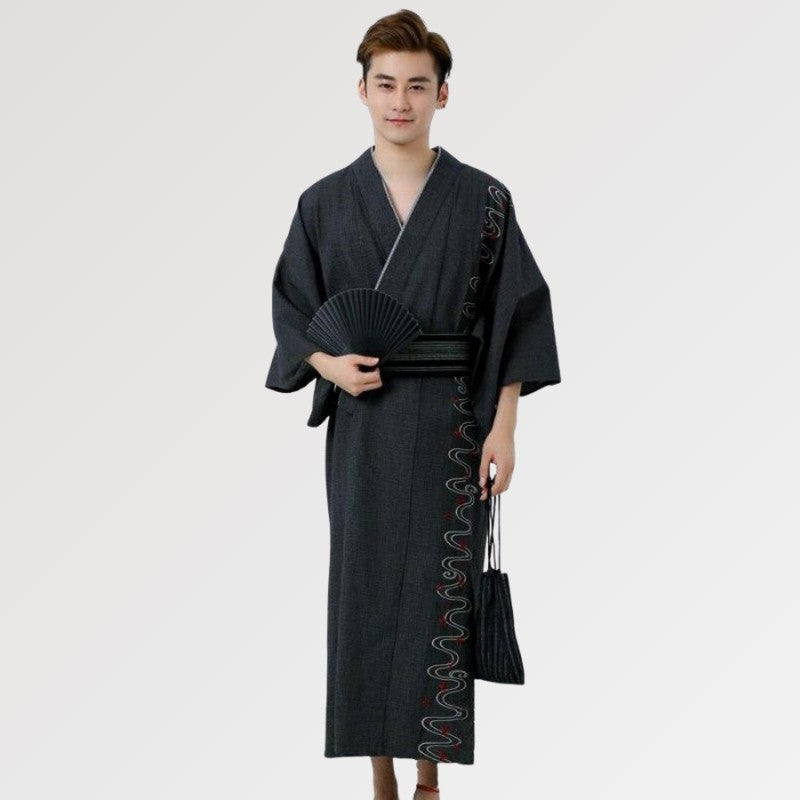 Traditioneller Yukata für Männer 'Blacktale' – Kimono im traditionellen japanischen Stil für Herren und Damen
