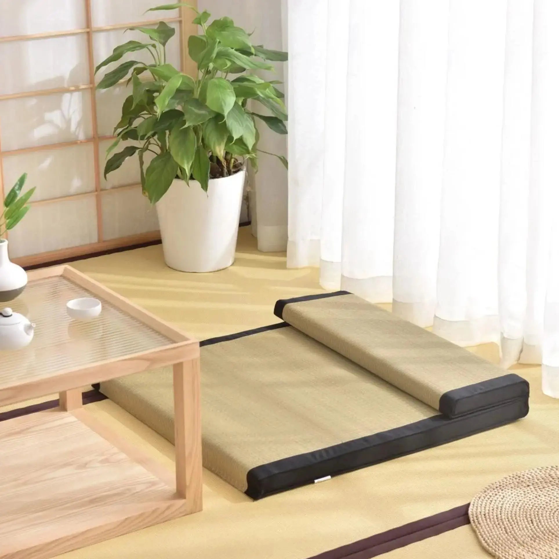 Quadratischer Tatami-Zabuton 'Ebina' – Kissen im japanischen Stil für Unisex