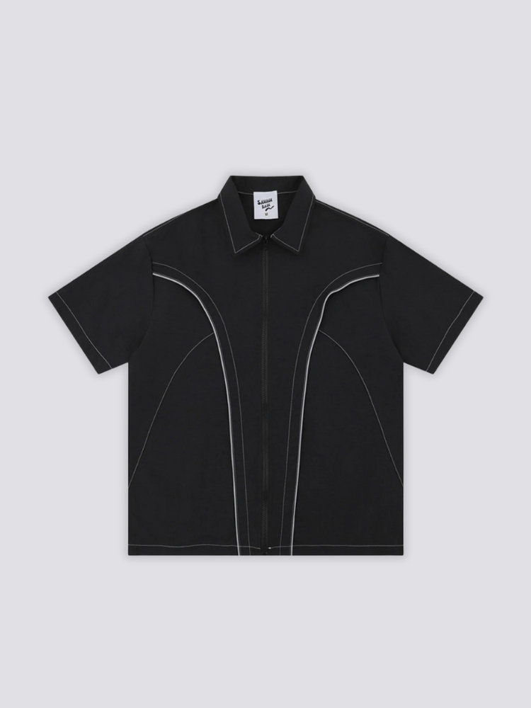Zip-Hemd – Kurzarm, Poloshirt im japanischen Design